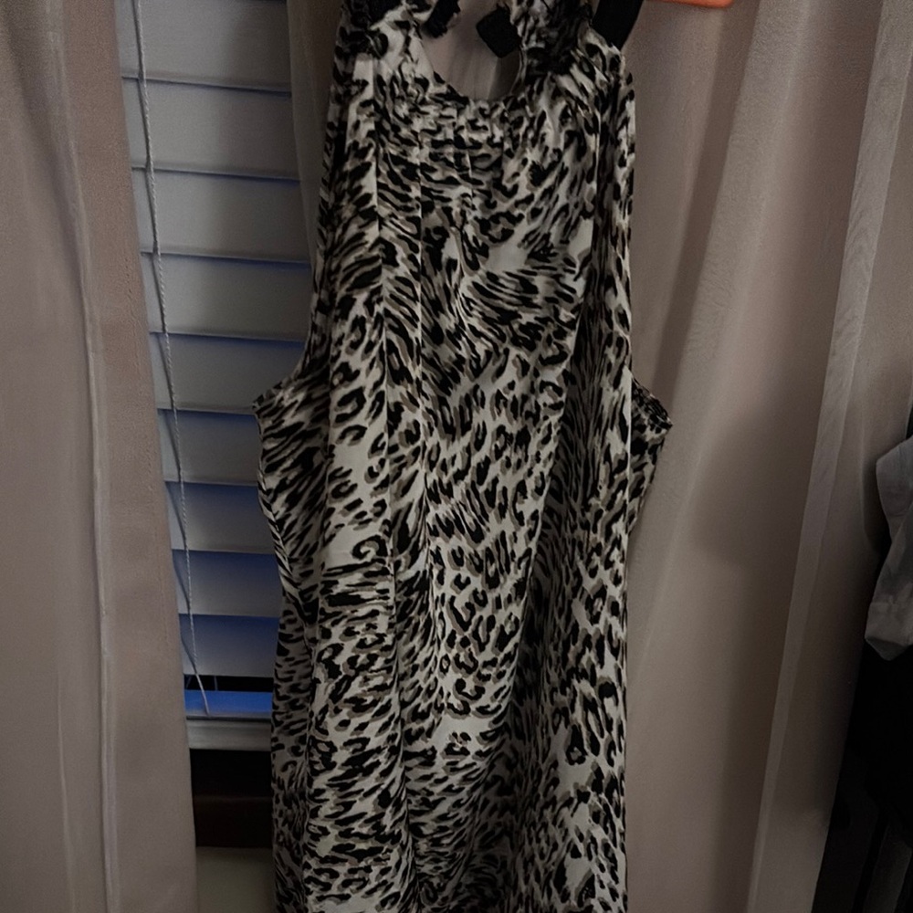DKNY Black and White Halter Backless Dress